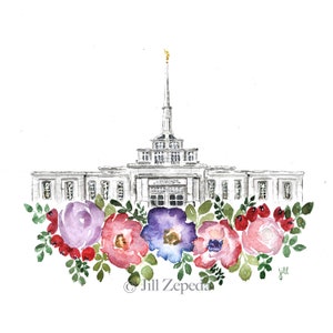 DIGITAL DOWNLOAD Billings, Montana LDS Temple Watercolor
