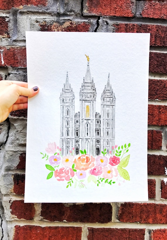 Salt Lake City LDS Temple Watercolor (SLC Temple)