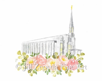 Preston, England LDS Temple Watercolor Print
