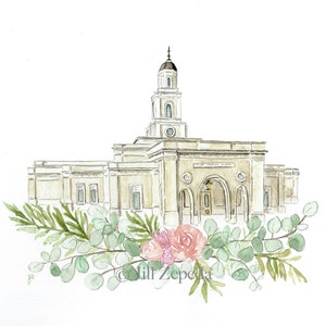 Bentonville, Arkansas LDS Temple (LDS Temple watercolor print)