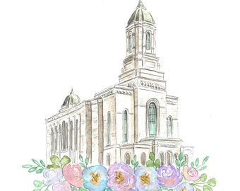 Heber, Utah LDS Temple Watercolor DIGITAL DOWNLOAD