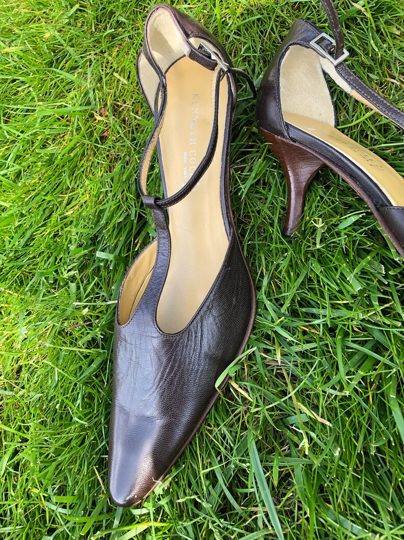 1980s Kenneth Cole T-Strap Shoes Vintage Shoes Women Chocolate Brown Shoes Shoes Size 8
