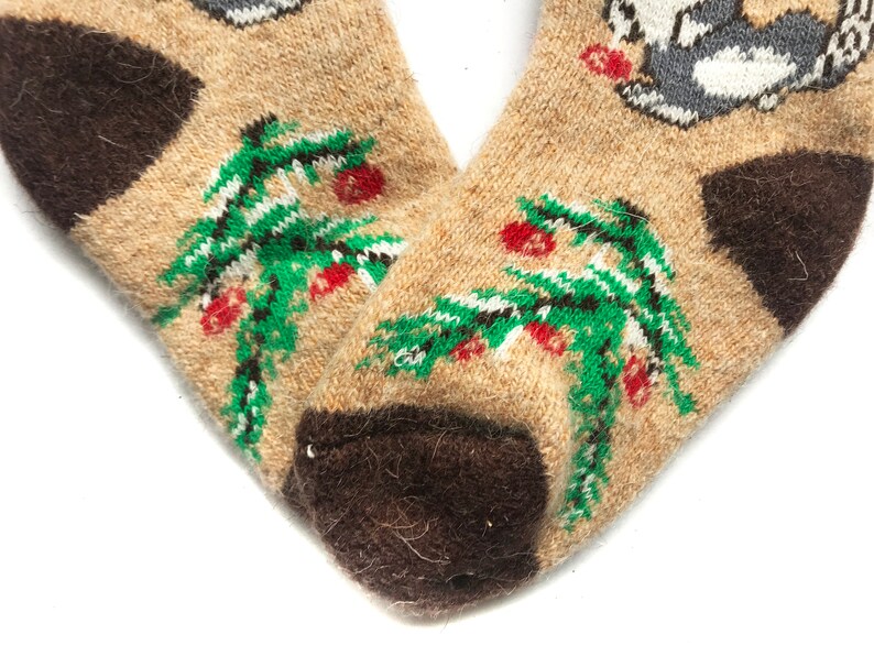 Christmas Tree Socks Soft Socks Cool Socks Winter Socks Warm Socks Hand Knit Socks White Socks Hand Knitted Socks Wool Knitted Socks