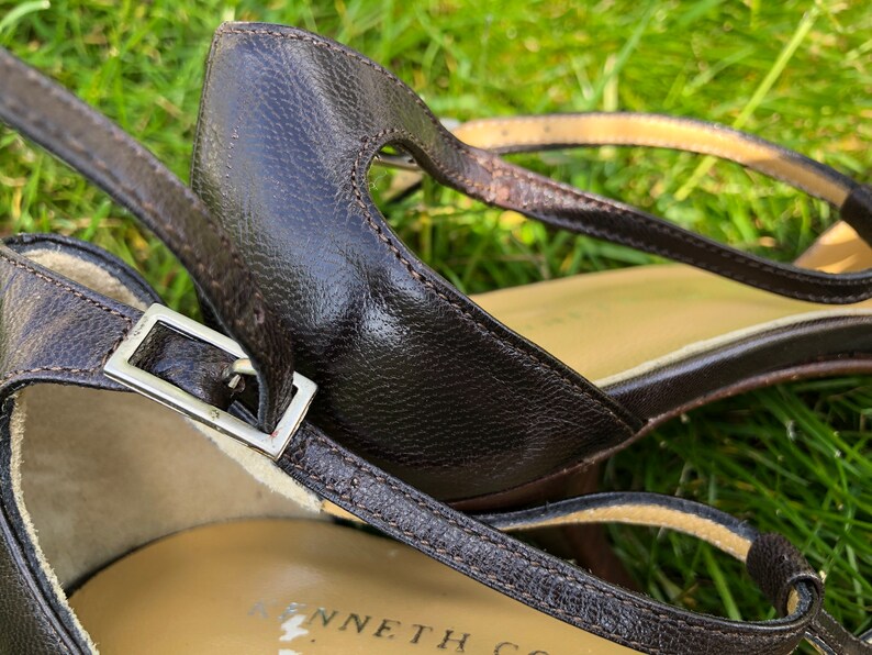1980s Kenneth Cole T-Strap Shoes Vintage Shoes Women Chocolate Brown Shoes Shoes Size 8