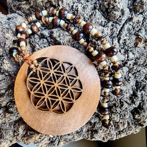 wooden sacred geometry necklace