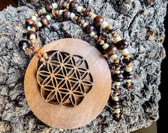 wooden sacred geometry necklace