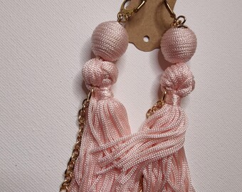 soft pink tassel earrings