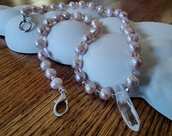 pink pearl & quartz necklace