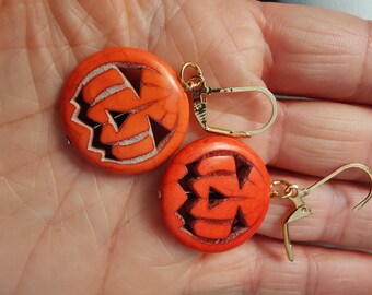 jack-o'-lantern stone earrings