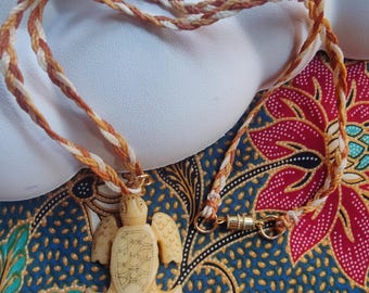 braided earthy turtle necklace