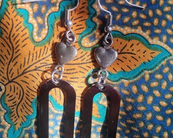 silver heart bow earrings