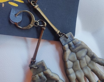 skeleton hand LONG earrings