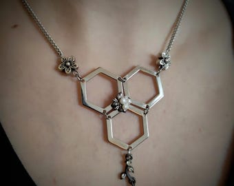 silver bee inspired necklace