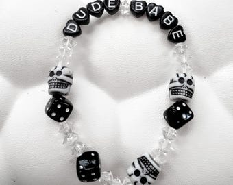 Stretchy bead bracelet 'dude babe'