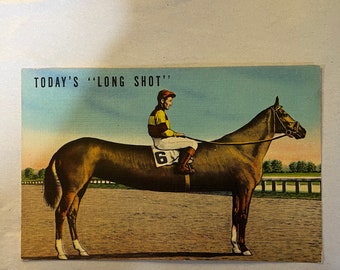 1940’s Linen Today's Long Shot Novelty Horse Racing Humor Comic VTG Postcard