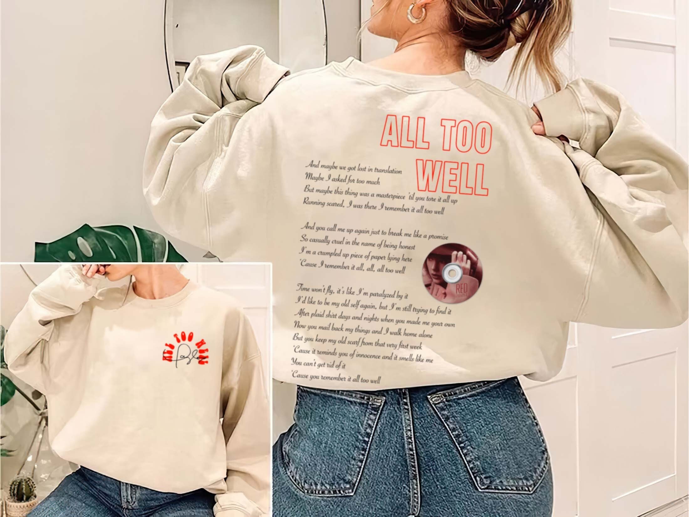 Discover Taylor taylor version All Too Well Sweatshirt, Shirt, All Too Well Sweatshirt, Taylor taylor version Music Album Double Sided Sweatshirt