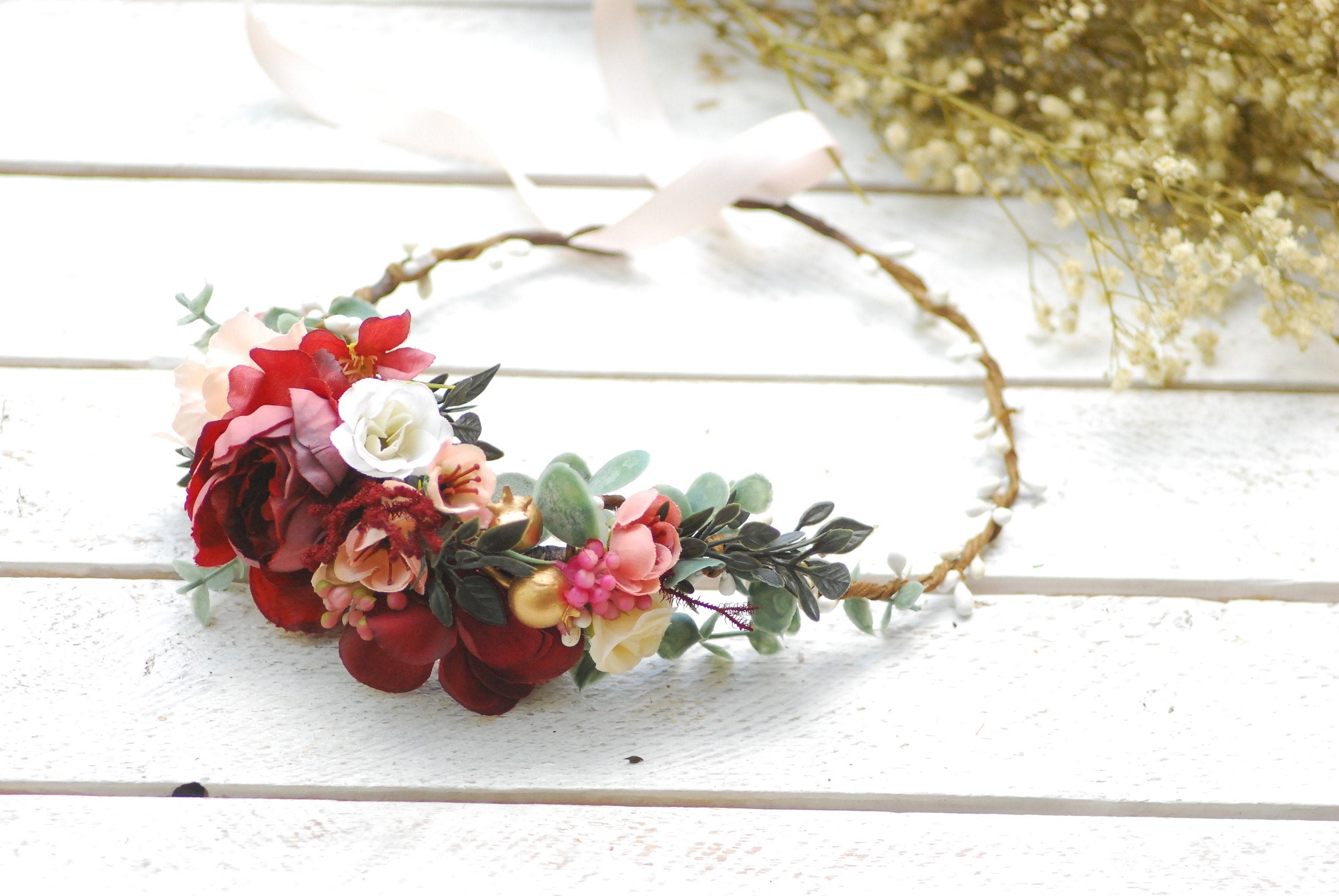 Floral accessories Wedding hair wreath Rustic Floral Hair Etsy