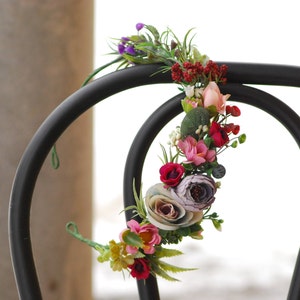 Wedding Flower Crown Groom/'s Boutonniere Flower crown Boutonniere set half wreath Floral Head Wreath Bridal Headpiece Wedding flowers button
