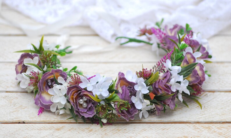 Wedding Flower Crown Groom/'s Boutonniere Flower crown Boutonniere set half wreath Floral Head Wreath Bridal Headpiece Wedding flowers button