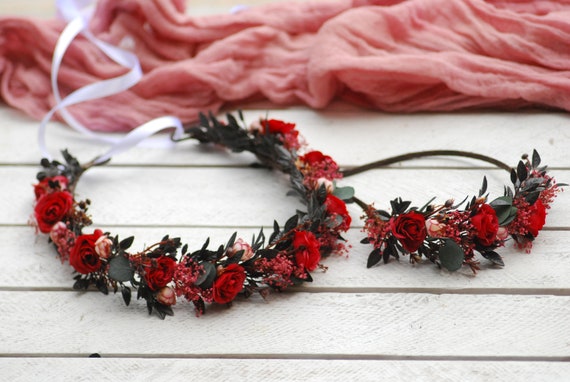 black and red flower crown