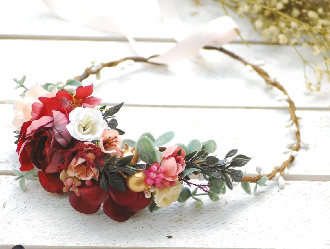 Floral accessories Wedding hair wreath Rustic Floral Hair Etsy