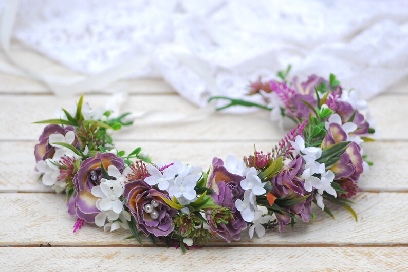 Wedding Flower Crown Groom/'s Boutonniere Flower crown Boutonniere set half wreath Floral Head Wreath Bridal Headpiece Wedding flowers button