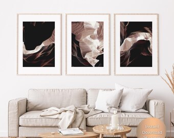 Láminas artísticas de paisajes montañosos neutros: Decoración de pared moderna (descarga digital)
