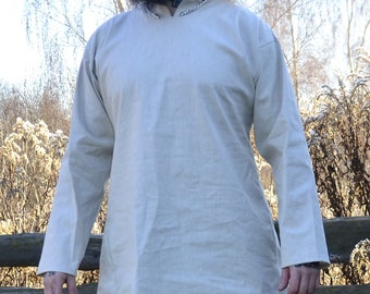 Viking simple linen shirt, natural light colour