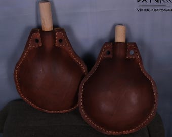 Handmade Leather Wineskin Bottle, Historical Bukłak Drinking Vessel