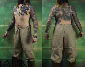 Natural thick, linen viking trousers, Vikings pants