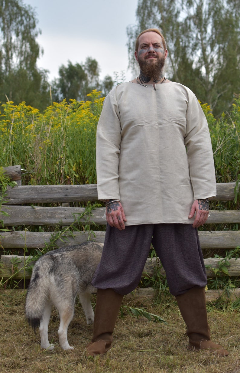 Viking Simple Linen Shirt Natural Colour - Etsy