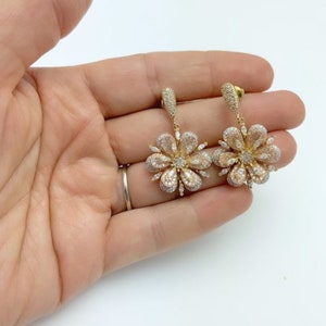 New Arrival, Mini Flower cubic zirconium Earrings, Modern Jewelry.
