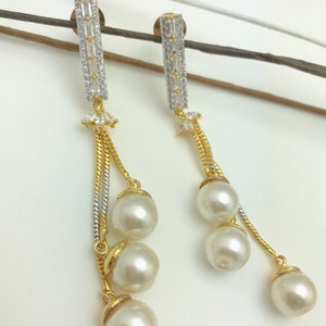 New Arrival, White American Diamond Pearl Ohrhänger und Tropfen Ohrringe.