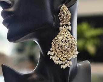 Kundan Hydrabadi Jadau Jhumki, Earrings Bridal Jewelry, Zevar