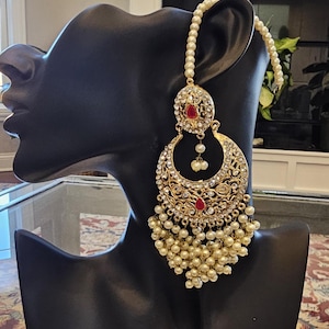 BEST SELLER | Indian hydrabadi Jadau Chandbali Earrings with Saharay | Traditional jewelry
