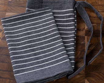 Paños de cocina de algodón orgánico: Juego de paños de cocina a rayas grises