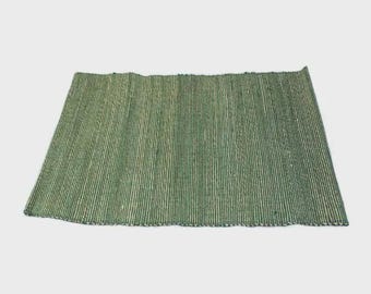 Mantel individual de yute verde liso – Mantel hecho a mano, decoración de mesa tejida ecológica