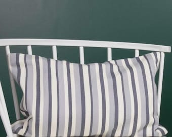 Funda de almohada de algodón gris con rayas finas, decoración neutra tejida a mano para el hogar - Juego de 2