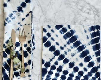 Servilletas de algodón Shibori Tie-Dye: Juego de 4, Tintes naturales