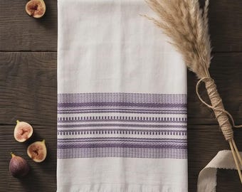 Toallas de cocina de algodón Antigua con rayas moradas, paños de té de algodón orgánico