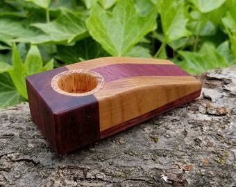 Purpleheart and Maple smoking pipe, Red Oak bowl, travel pipe, wood smoking pipe, pi pipe