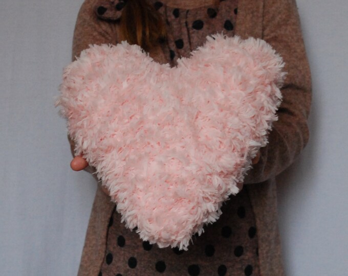 Light Pink Heart Fluffy Pillow Small Gift for Lover Etsy