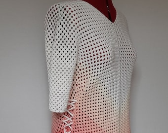 Sommer ombre Spitze gehäkelte Strand Tunika, Spitzen Minikleid