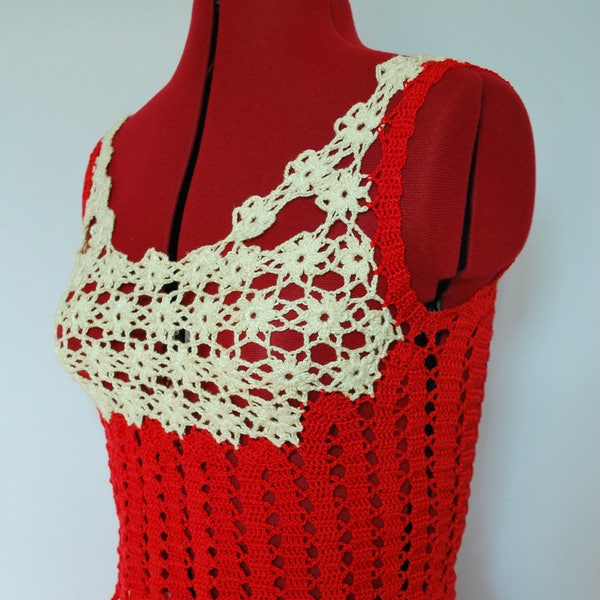 Crochet summer tank floral lace top, summer romantic lace blouse, sexy top blouse, cute gift for her