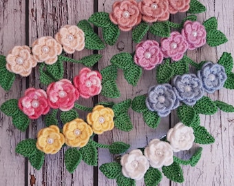 Crochet flowers french barrette, hair accessories, colorful metal clip, gift for kids