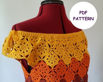 PDF PATTERN, crochet lace blouse top pattern