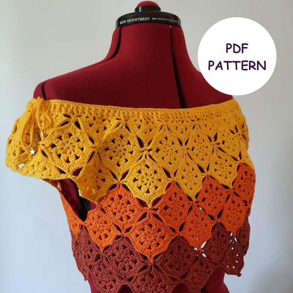 PDF PATTERN, crochet lace blouse top pattern