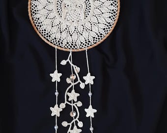 Handmade Crochet Owl Dreamcatcher: Boho Wall Hanging Decor