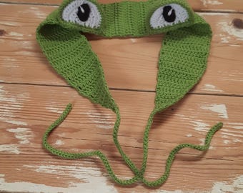 Crochet Cotton Frog Eyes Headband, Handmade Green Hair Accessory Gift, Cottagecore Accessory