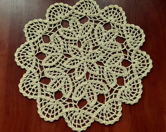 Cotton light yellow crochet doily, round tablecloth, crochet home decor, mother's day gift